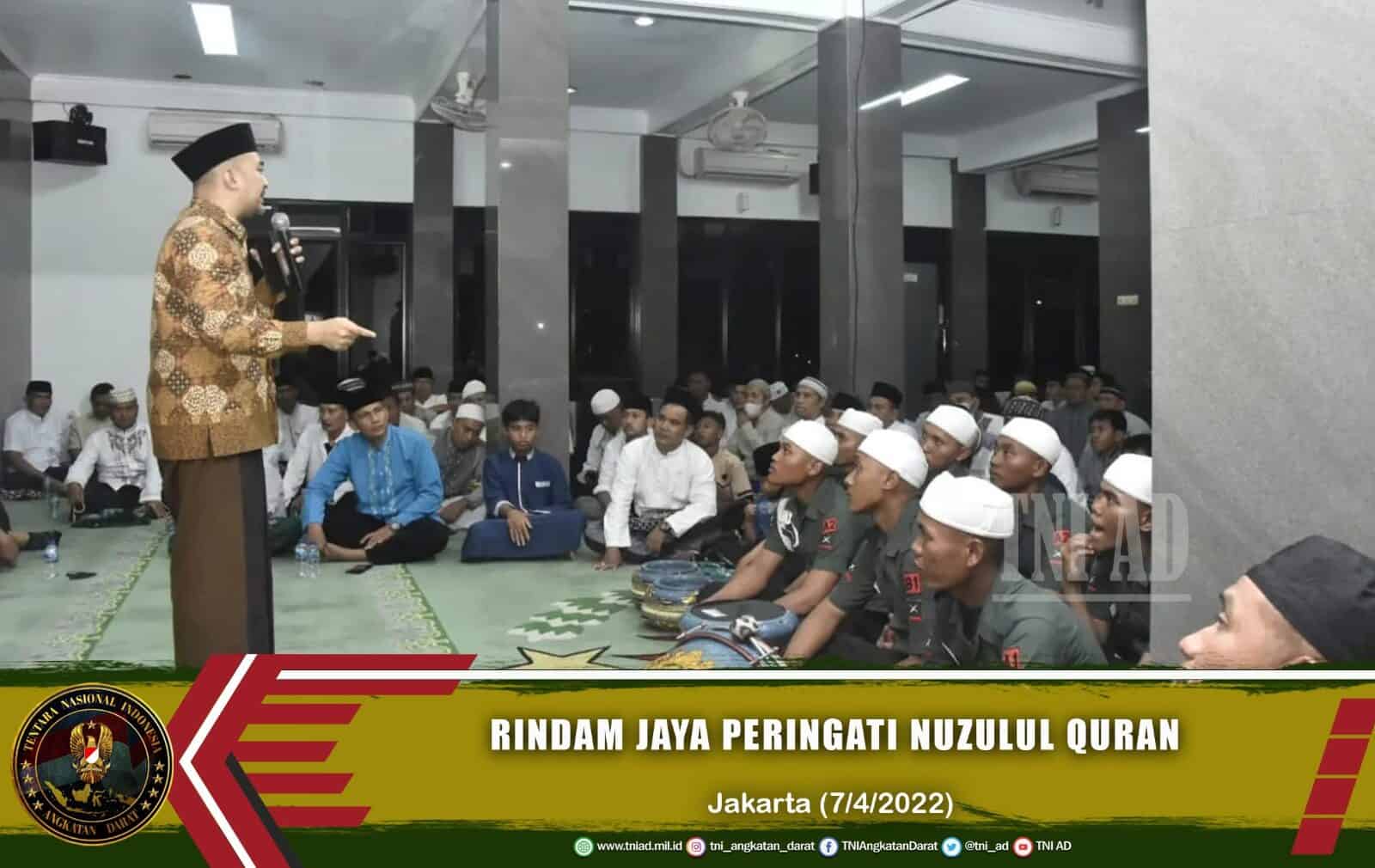 Peringati Nuzulul Quran, Rindam Jaya Hadirkan Da’i Kondang K.H. Fikri Haikal MZ, Qori Nasional Taufik Syahniar dan MC Ustadz David Chalik