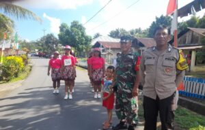 Babinsa Kodim 1501/Ternate Bersama Bhabinkantimas Amankan Perayaan Hari Raya Paskah Desa Todowongi