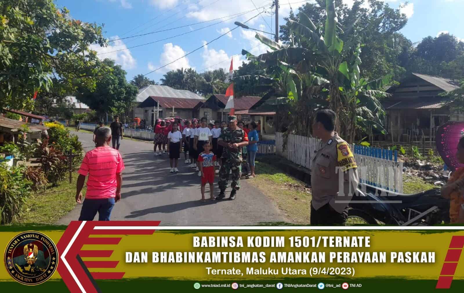Babinsa Kodim 1501/Ternate Bersama Bhabinkantimas Amankan Perayaan Hari Raya Paskah Desa Todowongi