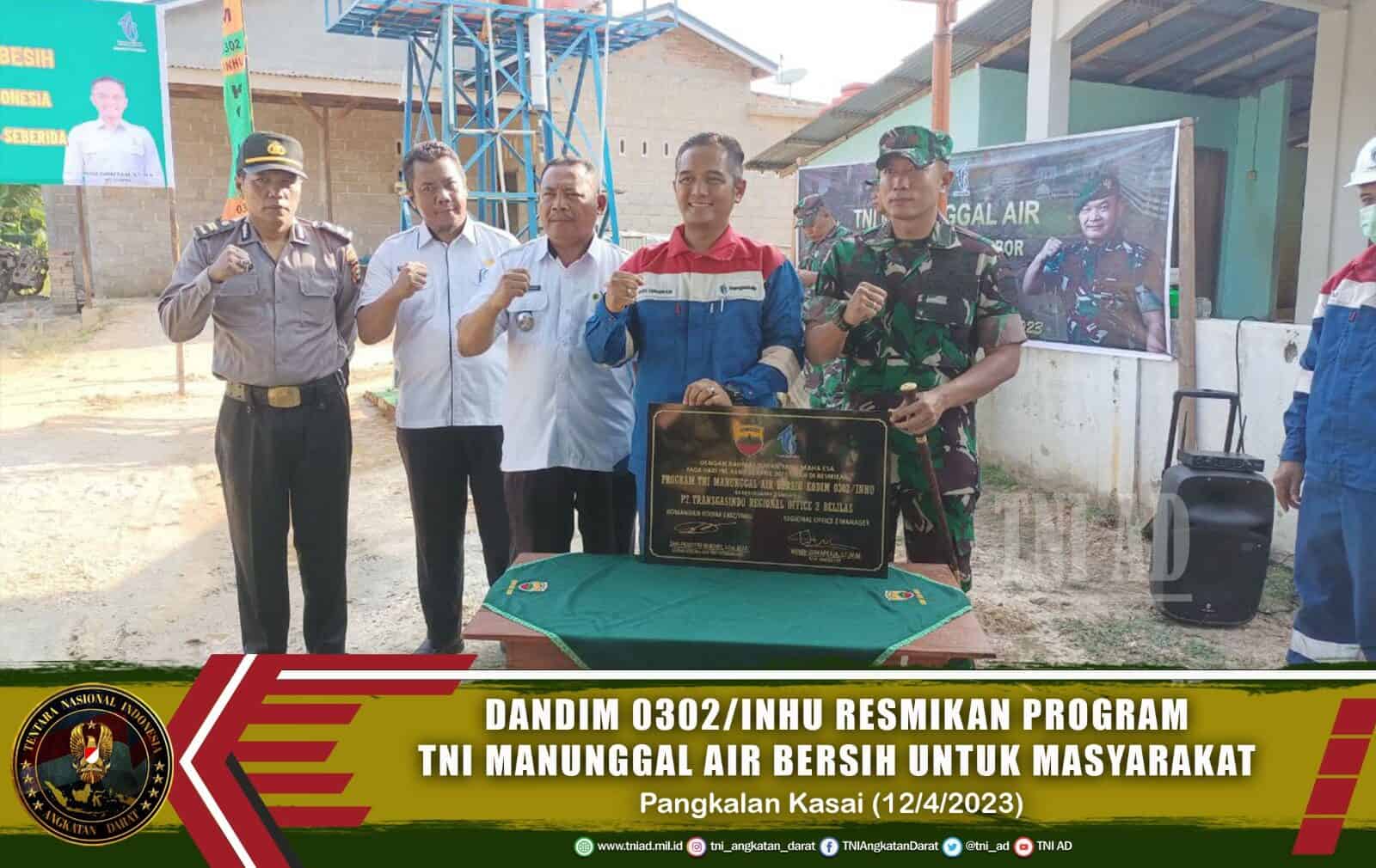 Dandim 0302/Inhu Resmikan Program TNI Manunggal Air Bersih Untuk Masyarakat