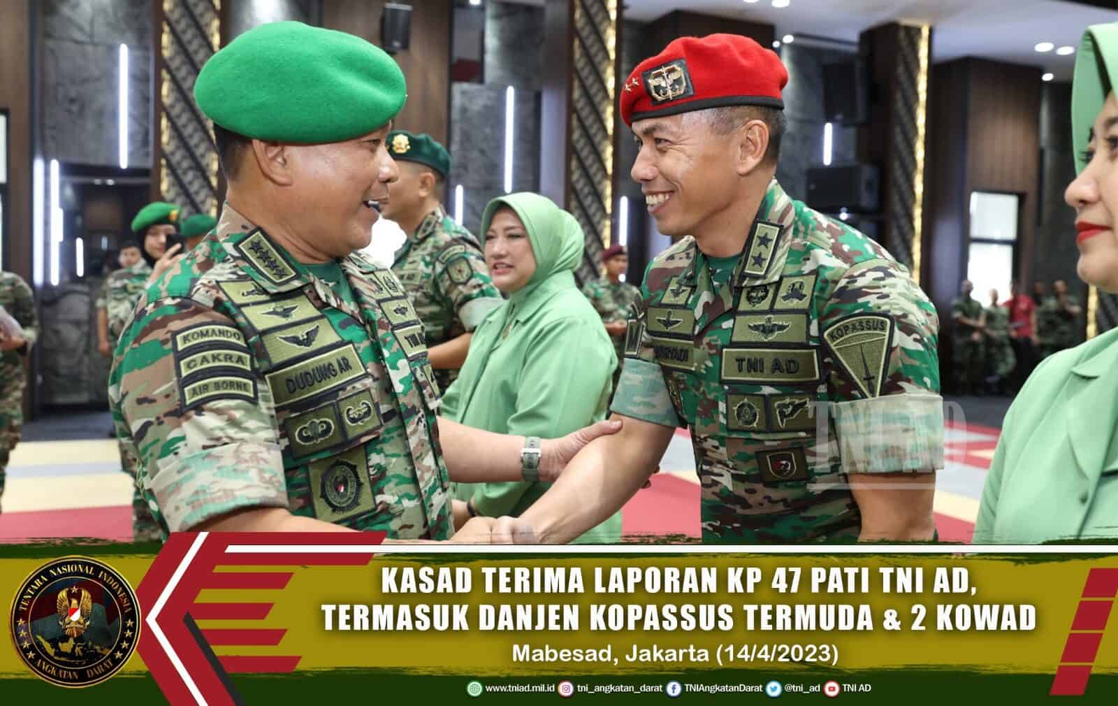 Kasad Terima Laporan Kenaikan Pangkat 47 Pati TNI AD, Termasuk Danjen Kopassus Termuda dan Dua Kowad