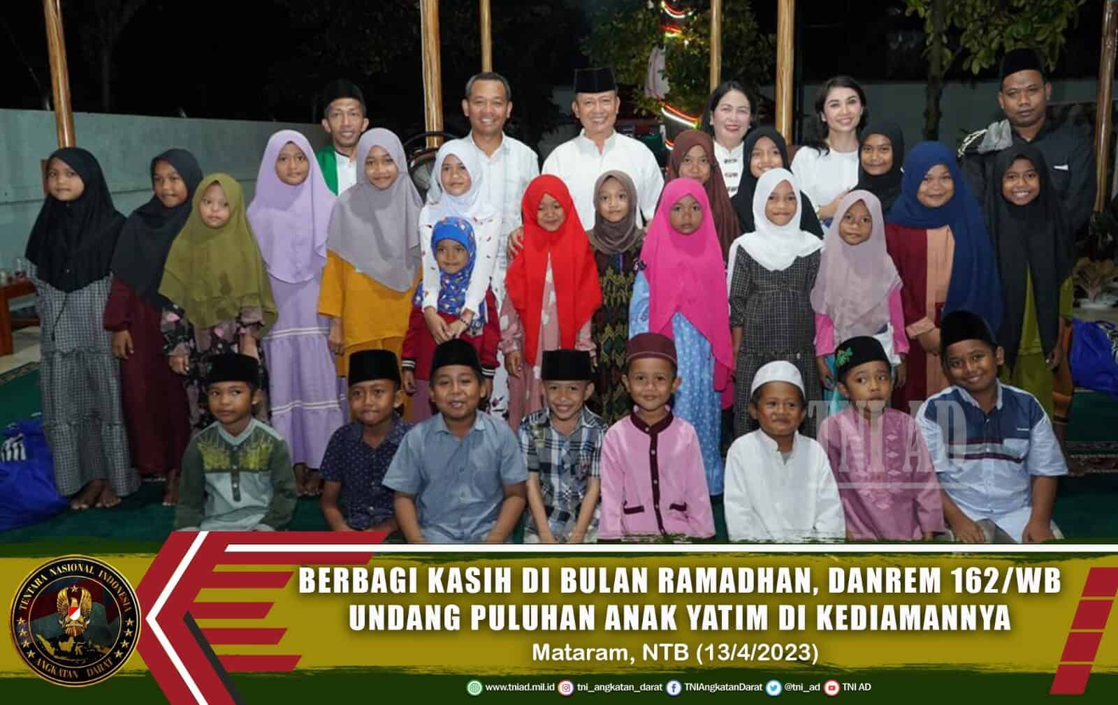 Berbagi Kasih di Bulan Ramadhan, Danrem 162/WB Undang Puluhan Anak Yatim di Kediamannya