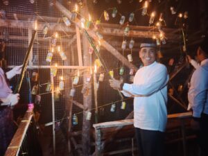 Lestarikan WBTB, Kodim 0303 Meriahkan Pembukaan Festival Lampu Colok di Bukit Batu