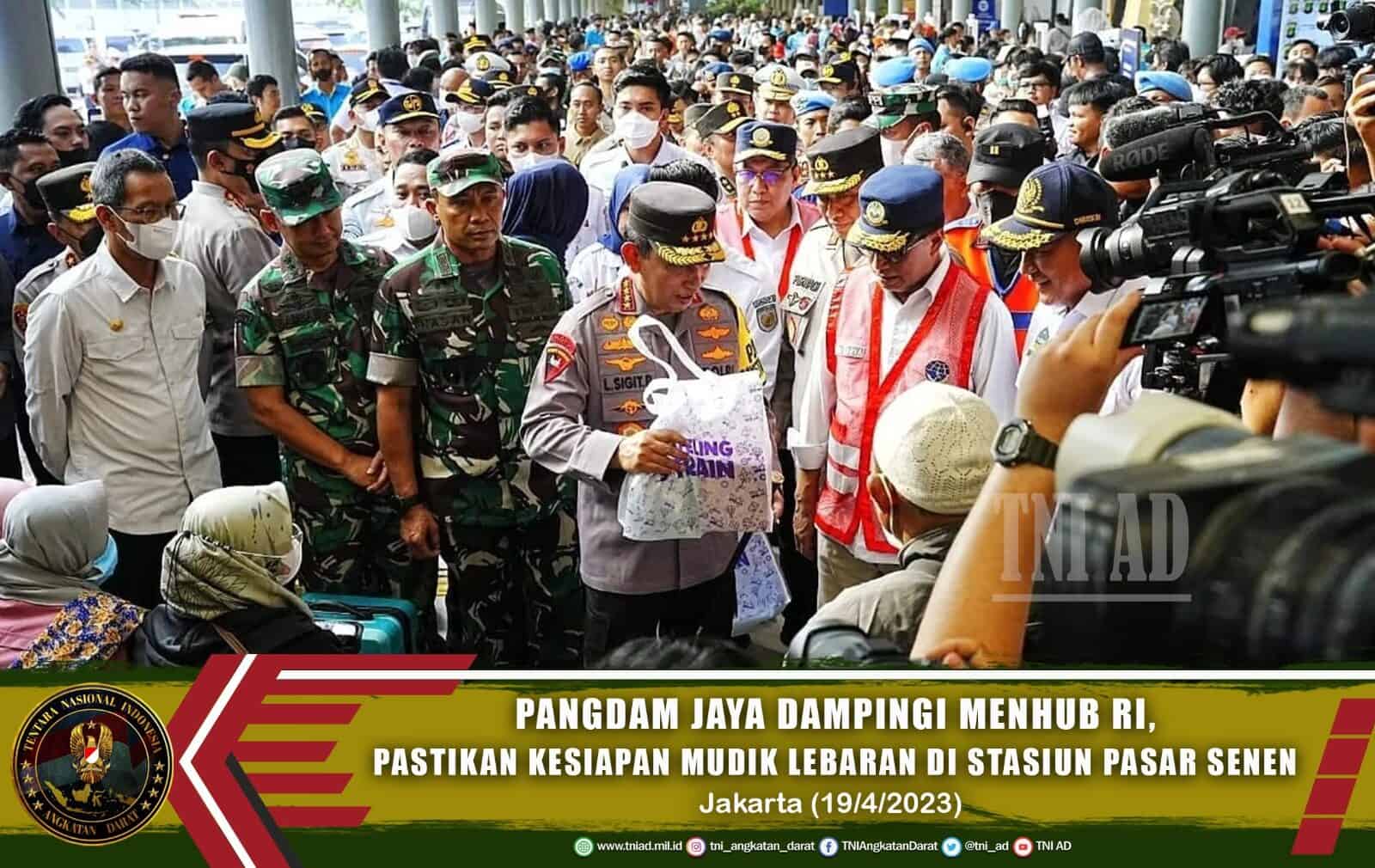 Pangdam Jaya Dampingi Menhub RI, Pastikan Kesiapan Mudik Lebaran di Stasiun Pasar Senen