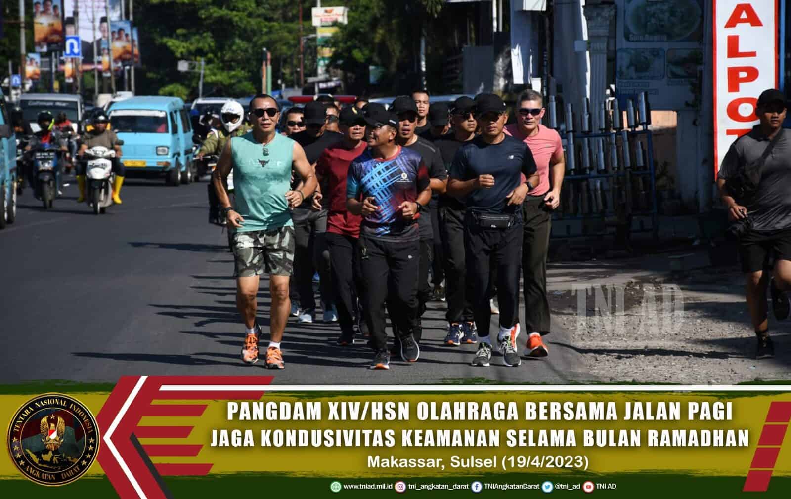 Pangdam XIV/Hsn Olahraga Bersama Jalan Pagi Dalam Rangka Menjaga Kondusivitas Keamanan Selama Bulan Ramadhan