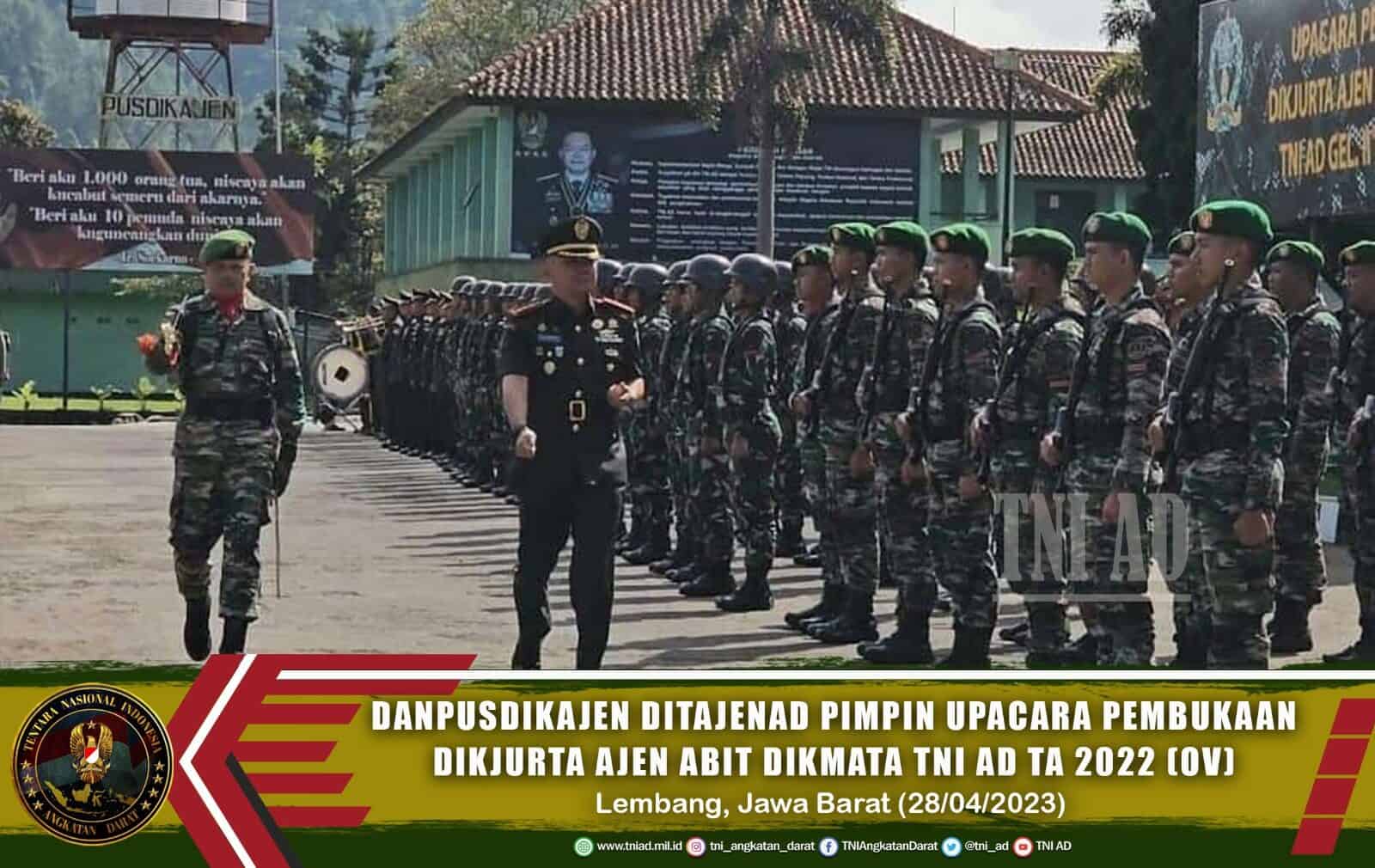 Danpusdikajen Ditajenad Pimpin Upacara Pembukaan Dikjurta Ajen Abit Dikmata TNI AD TA 2022 (OV)