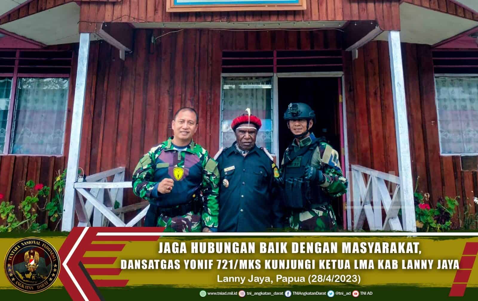Jaga Hubungan Baik Dengan Masyarakat, Dansatgas Yonif 721/Mks Kunjungi Ketua LMA Kab Lanny Jaya