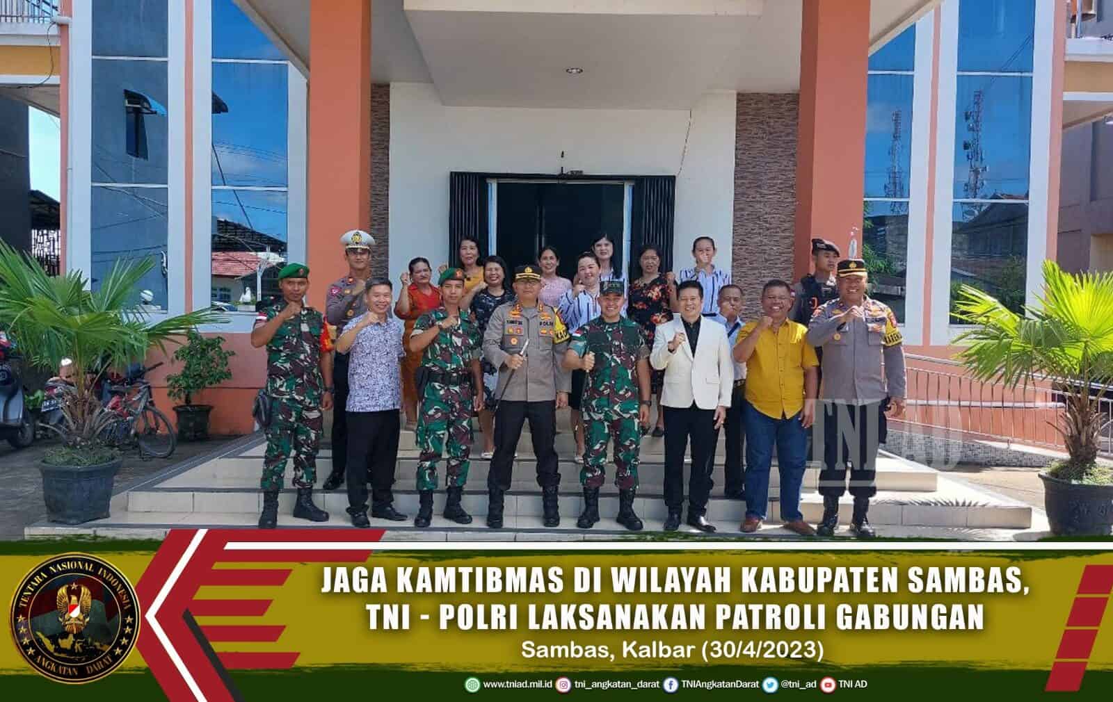 Jaga Kamtibmas di Wilayah Kabupaten Sambas, TNI - Polri Laksanakan Patroli Gabungan
