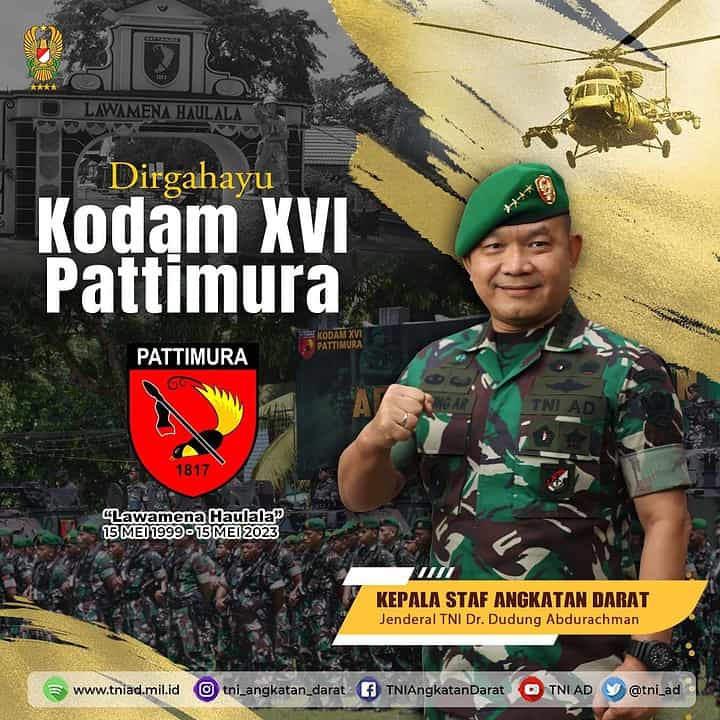Dirgahayu Kodam XVI Pattimura "Lawamena Haulala" 15 Mei 1999 - 15 Mei 2023