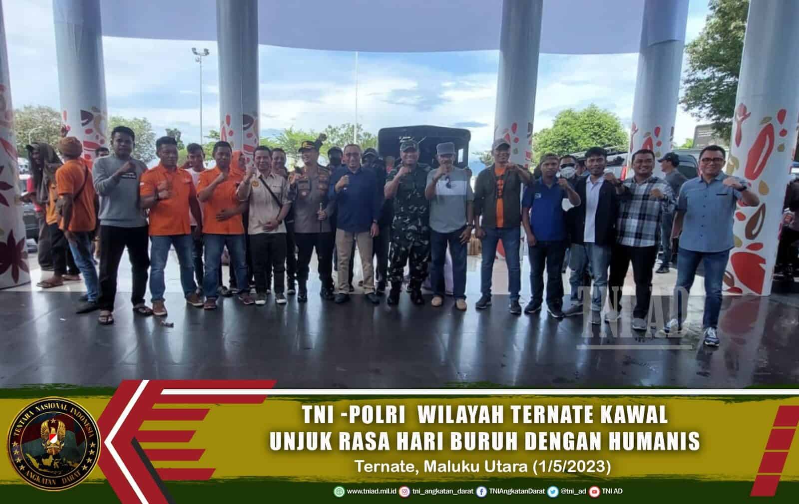 TNI -Polri Wilayah Ternate Kawal Unjuk Rasa Hari Buruh Dengan Humanis