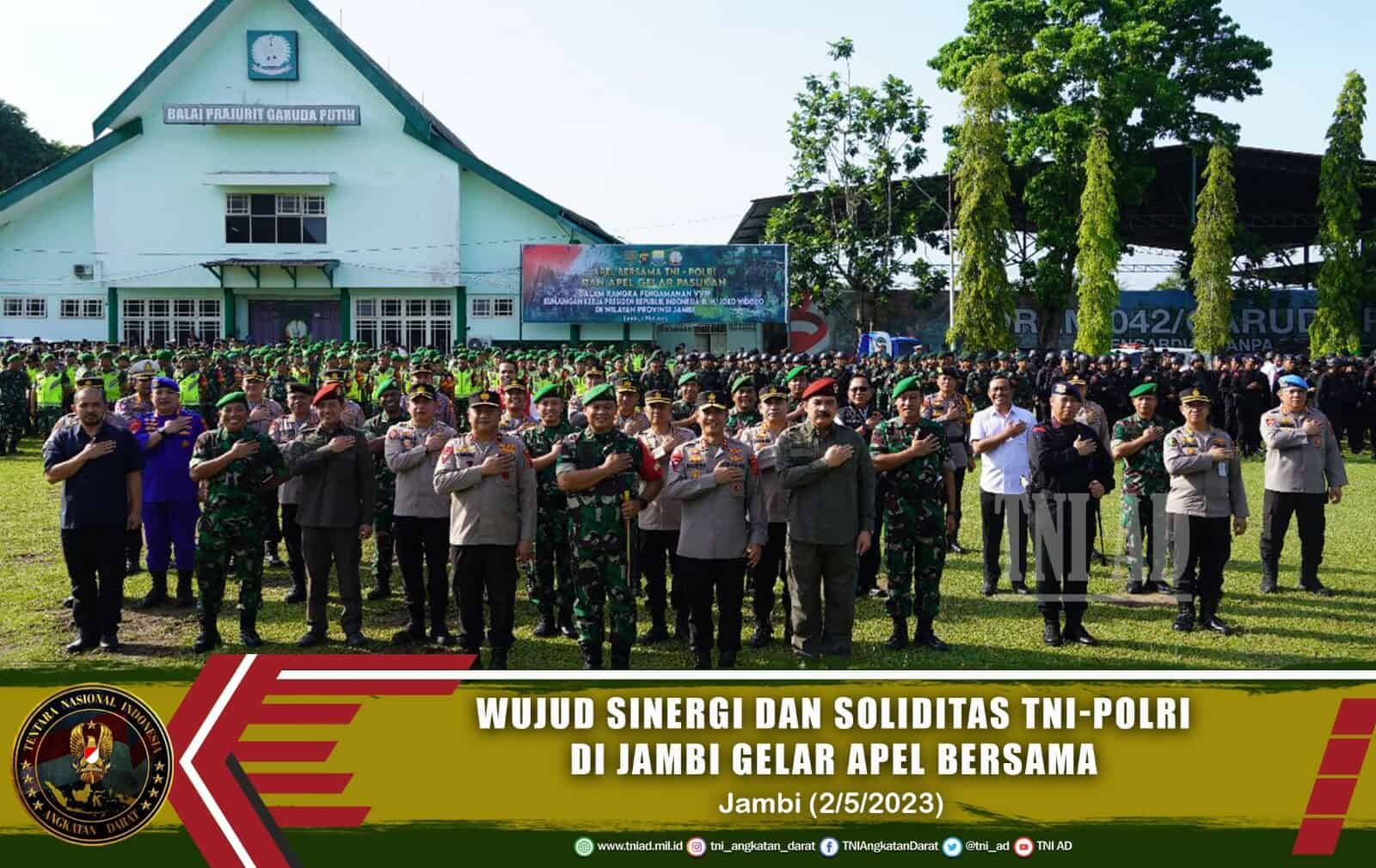 Wujud Sinergi dan Soliditas, TNI-Polri di Jambi Gelar Apel Bersama