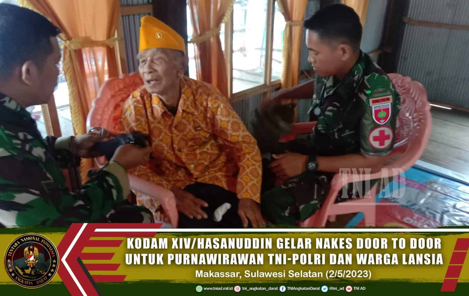 Kodam XIV/ Hasanuddin Gelar Nakes Door To Door Untuk Purnawirawan TNI-Polri dan Warga Lansia