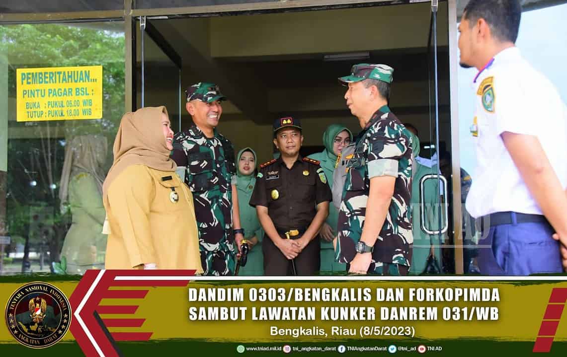 Dandim 0303/Bengkalis dan Forkopimda Sambut Lawatan Kunker Danrem 031/WB