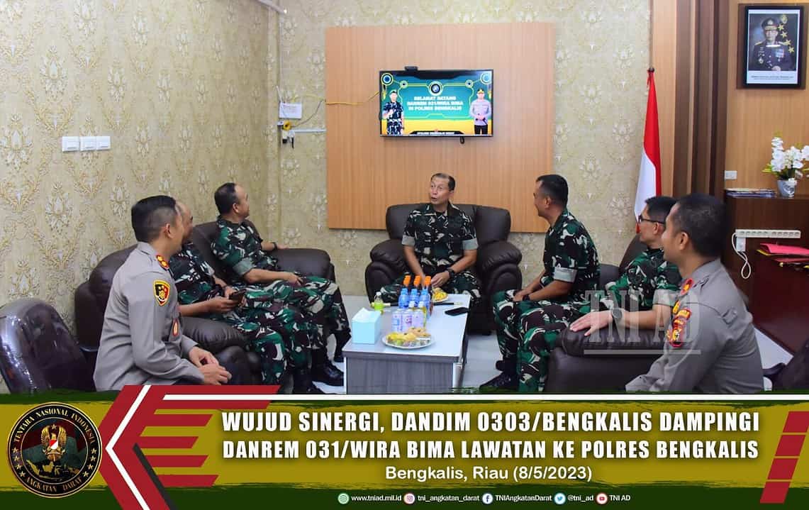 Wujud Sinergi, Dandim 0303/Bengkalis Dampingi Danrem 031/WB Lawatan ke Polres Bengkalis