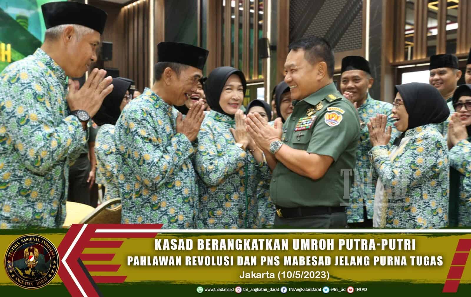 Kasad Berangkatkan Umroh Putra-Putri Pahlawan Revolusi dan PNS Mabesad Jelang Purna Tugas