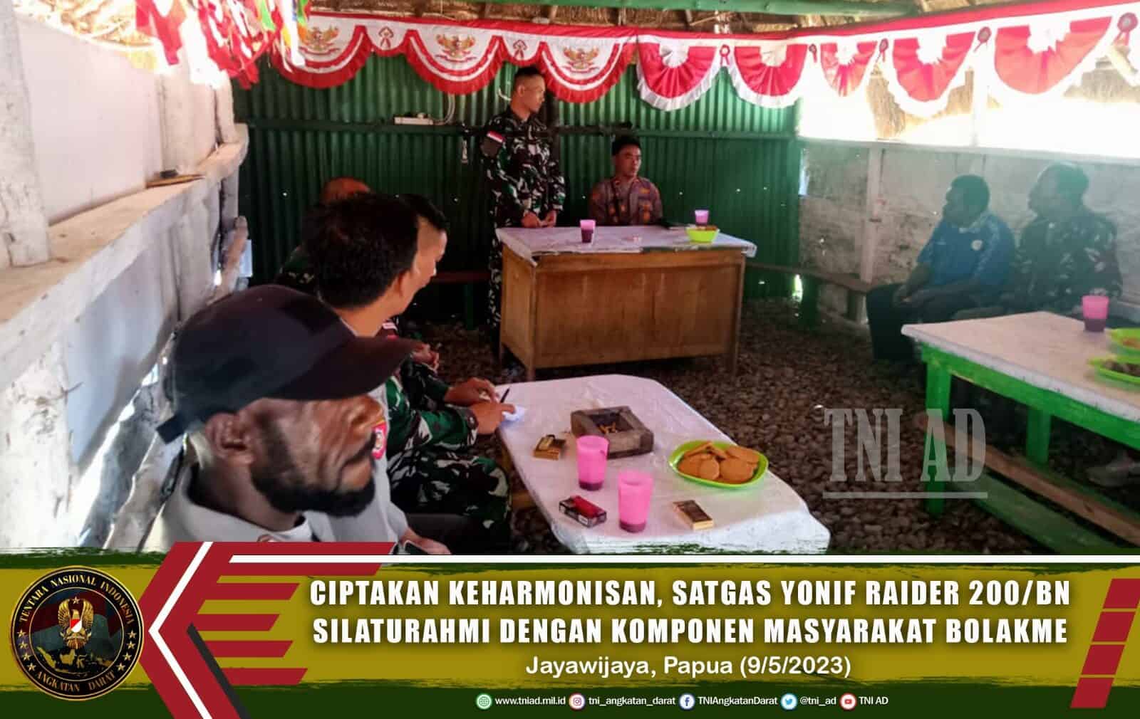 Ciptakan Keharmonisan, Satgas Yonif Raider 200/BN Silaturami Dengan Komponen Masyarakat Bolakme