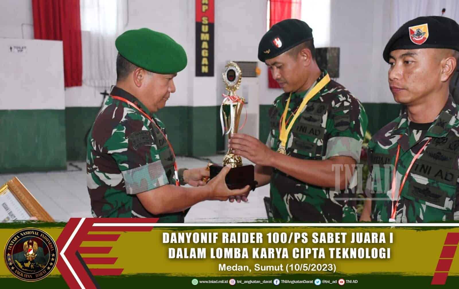 Danyonif Raider 100/PS Sabet Juara 1 dalam Lomba Karya Cipta Teknologi Apel Komandan Satuan (Dansat) Satjar Kodam I/BB TA 2023