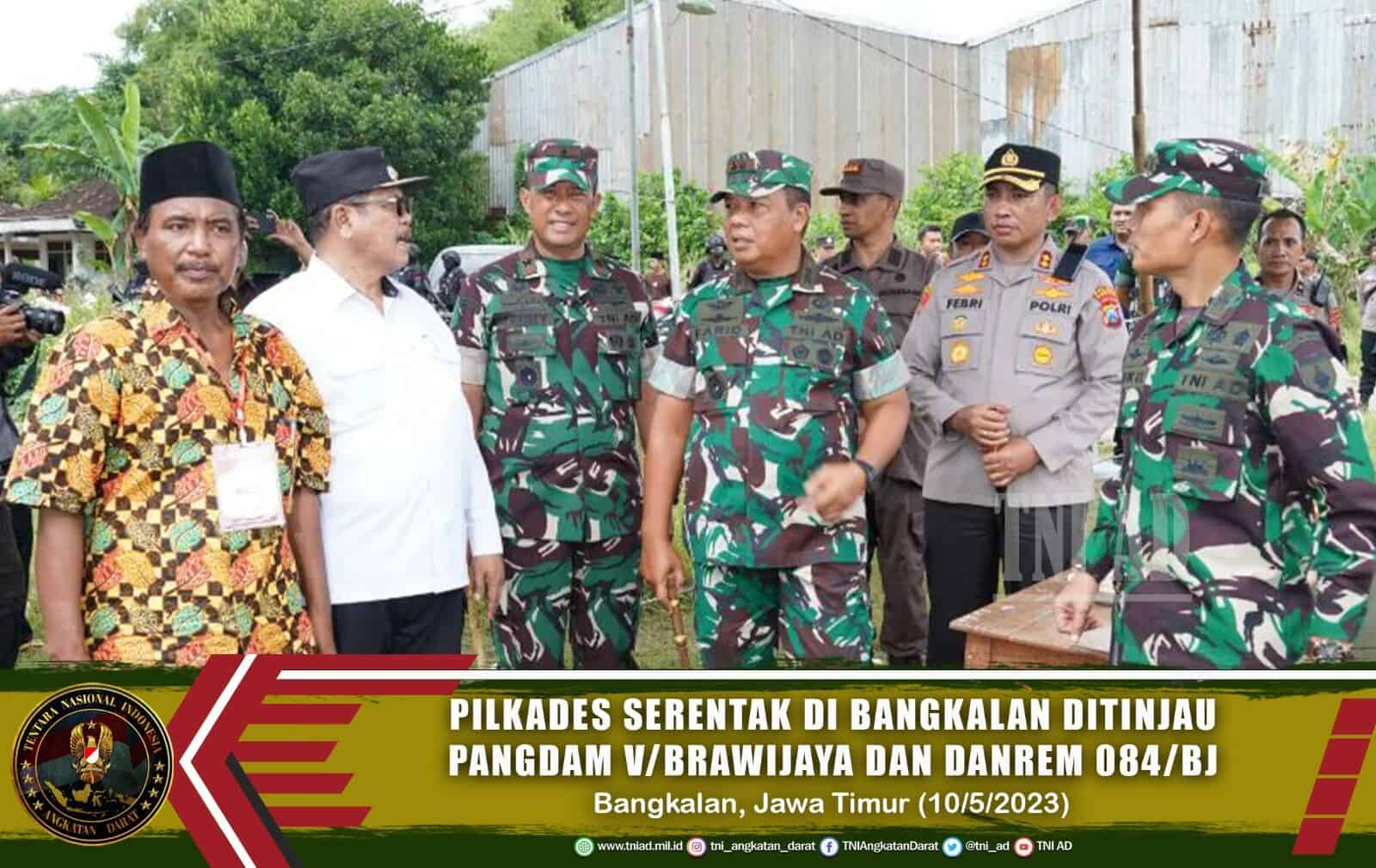 Pilkades Serentak di Bangkalan Ditinjau Pangdam V/Brawijaya dan Danrem 084/BJ