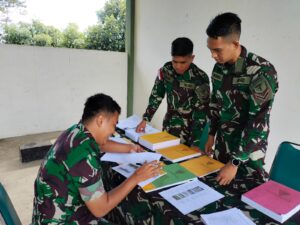 Satgas Pamtas RI-Malaysia Yonarmed 19/105 Trk Bogani Terima Kunjungan Tim Verifikasi Dari Korem 121/Abw Jelang Purna Tugas.