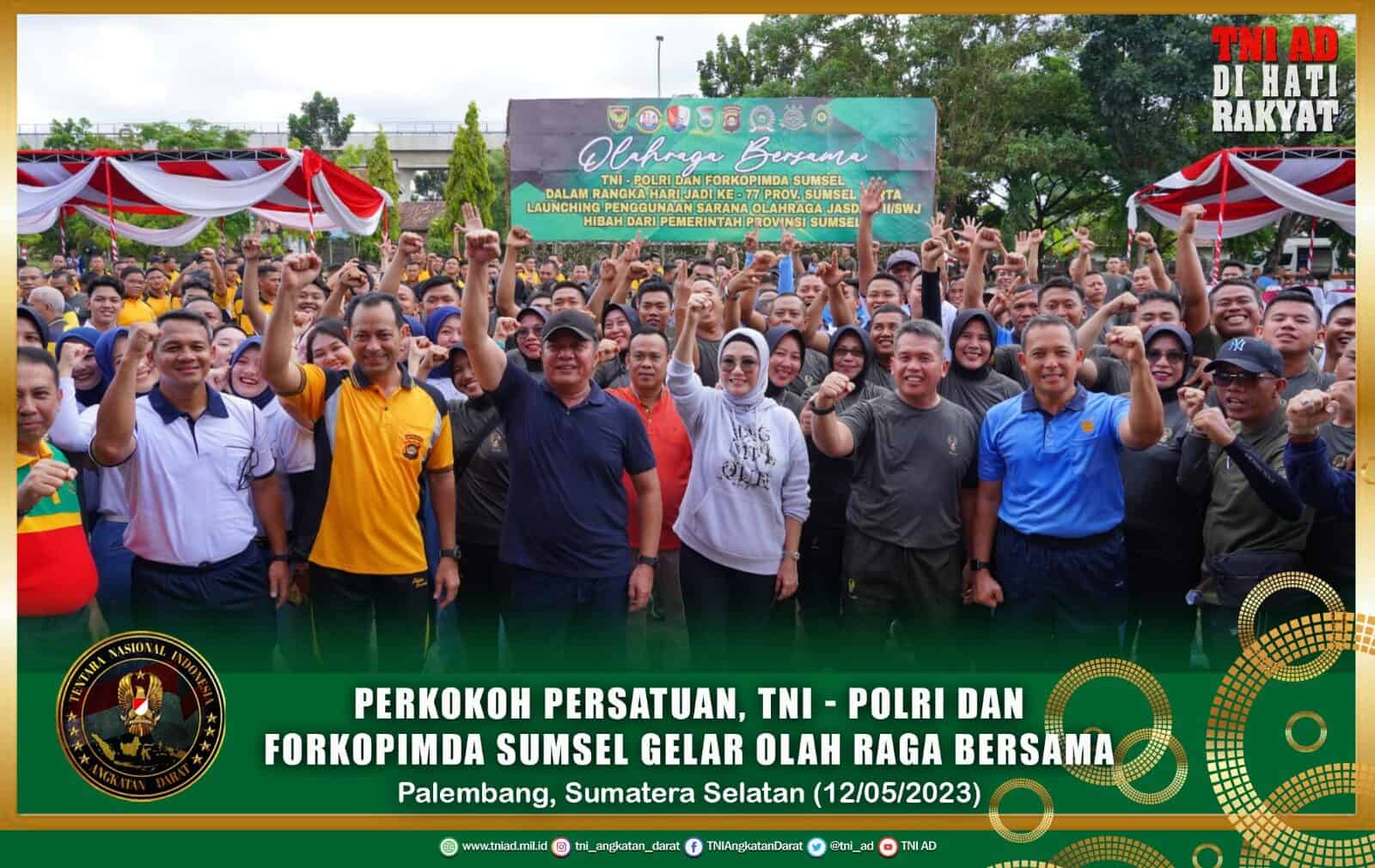 Perkokoh Persatuan, TNI - POLRI dan Forkopimda Sumsel Gelar Olah Raga Bersama