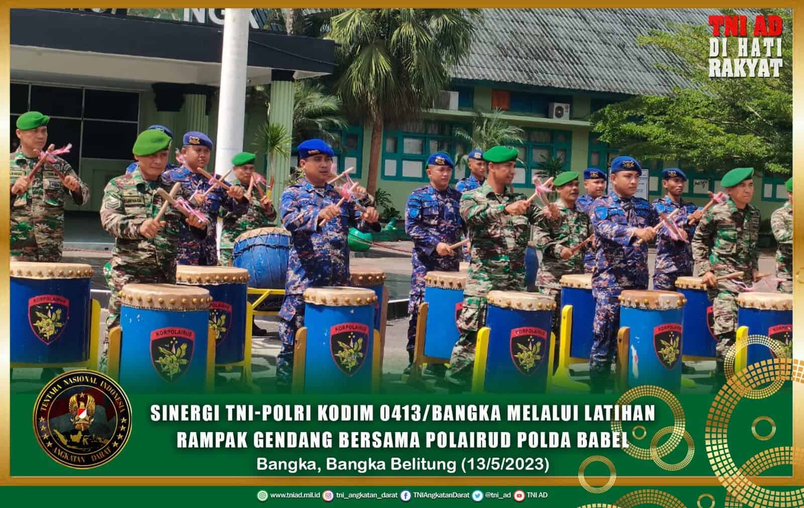 Sinergi TNI-Polri Kodim 0413/Bangka Melalui Latihan Rampak Gendang Bersama Polairud Polda Babel