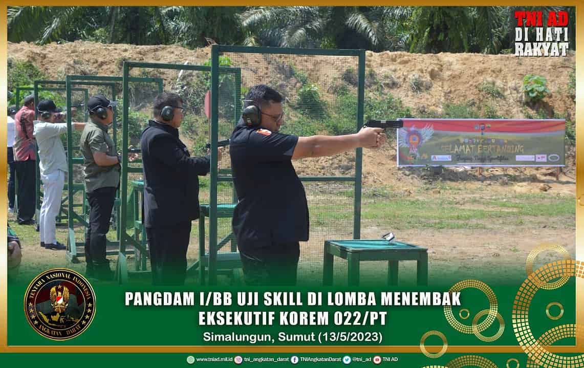 Pangdam I/BB Uji Skill di Lomba Menembak Eksekutif Korem 022/PT
