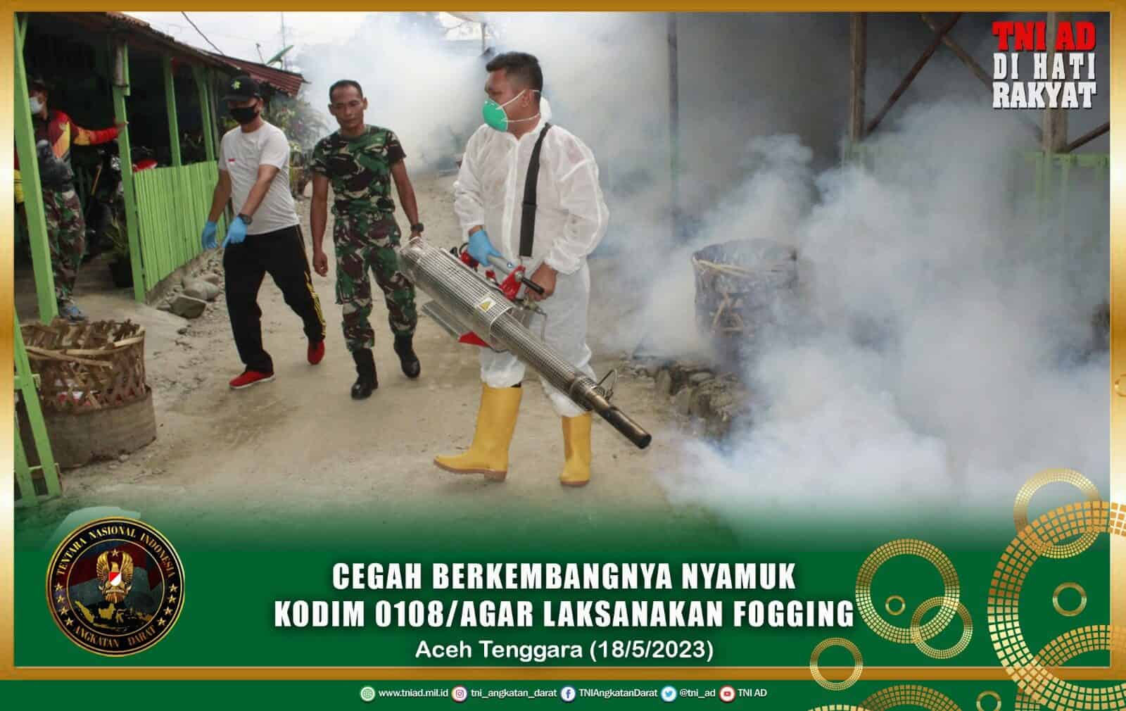 Cegah Berkembangnya Nyamuk, Kodim 0108/Agara Laksanakan Fogging