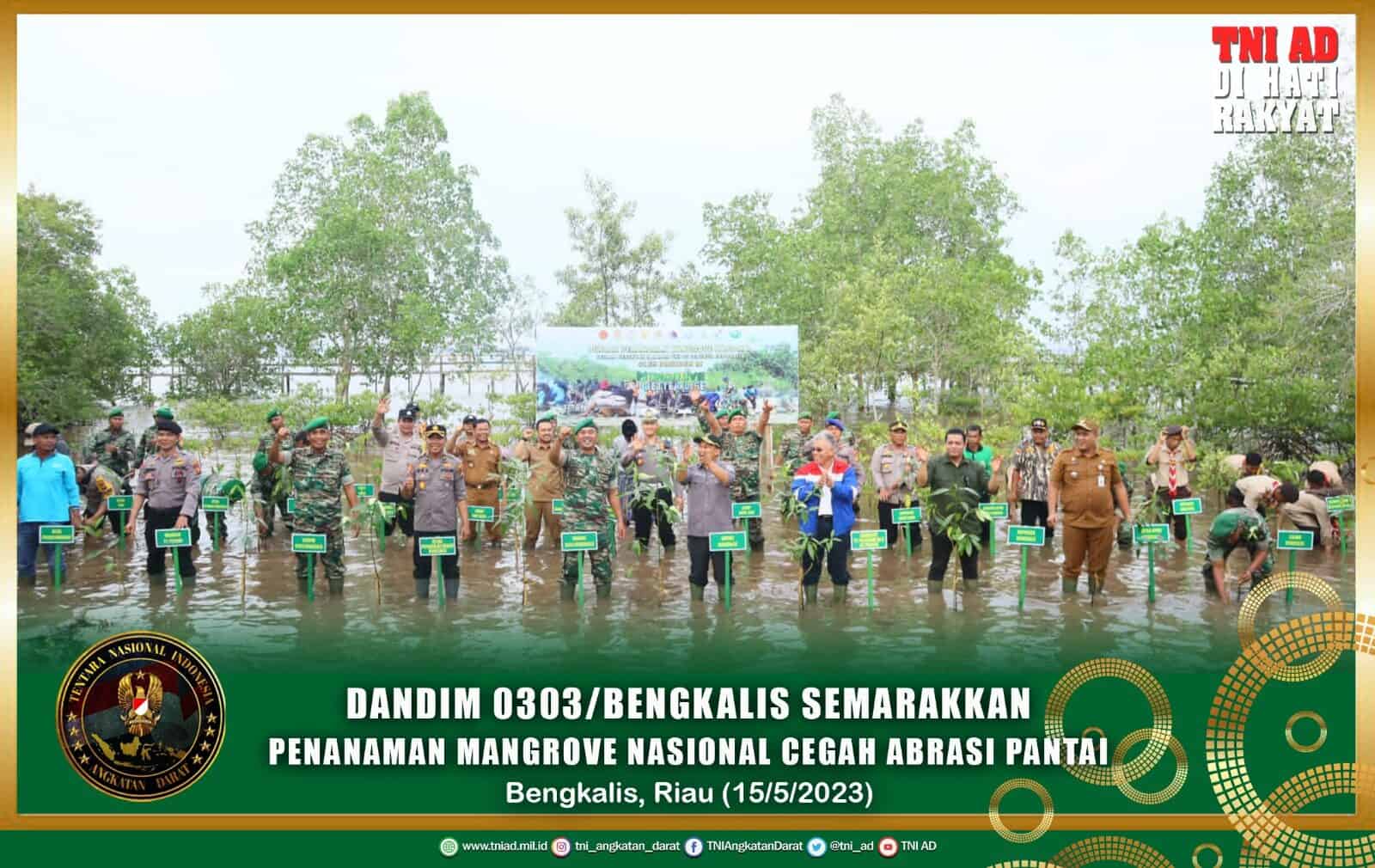 Dandim Bengkalis Semarakkan Penanaman Mangrove Nasional guna Cegah Abrasi Pantai