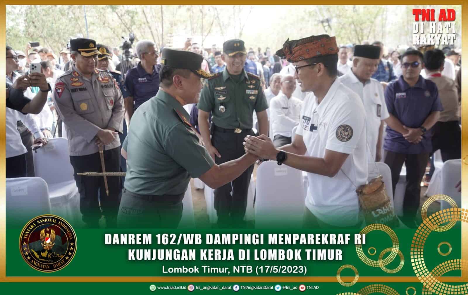 Danrem 162/WB Dampingi Menparekraf RI Kunjungan kerja di Lombok Timur