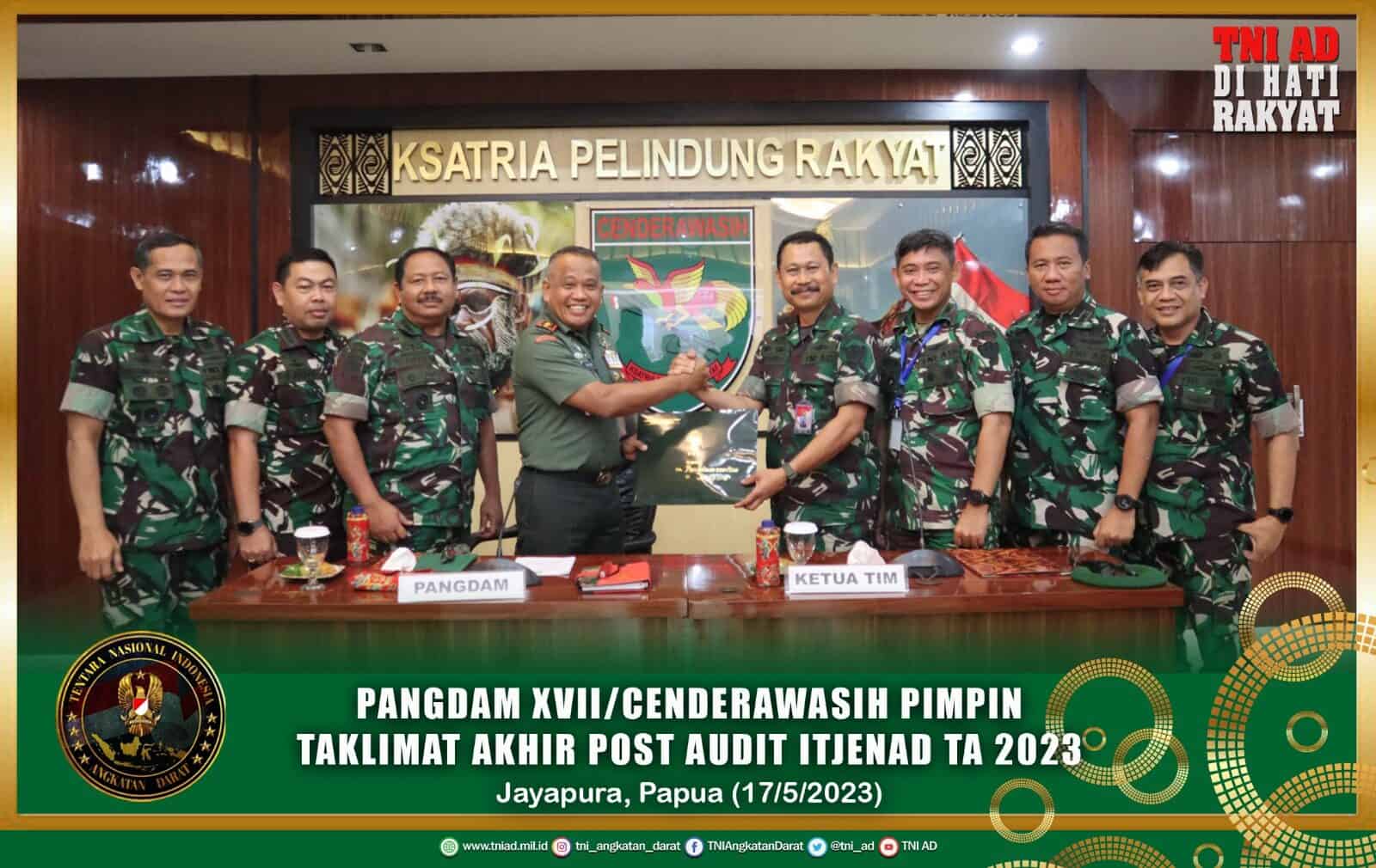 Pangdam XVII/Cenderawasih Pimpin Taklimat Akhir Post Audit Itjenad TA 2023