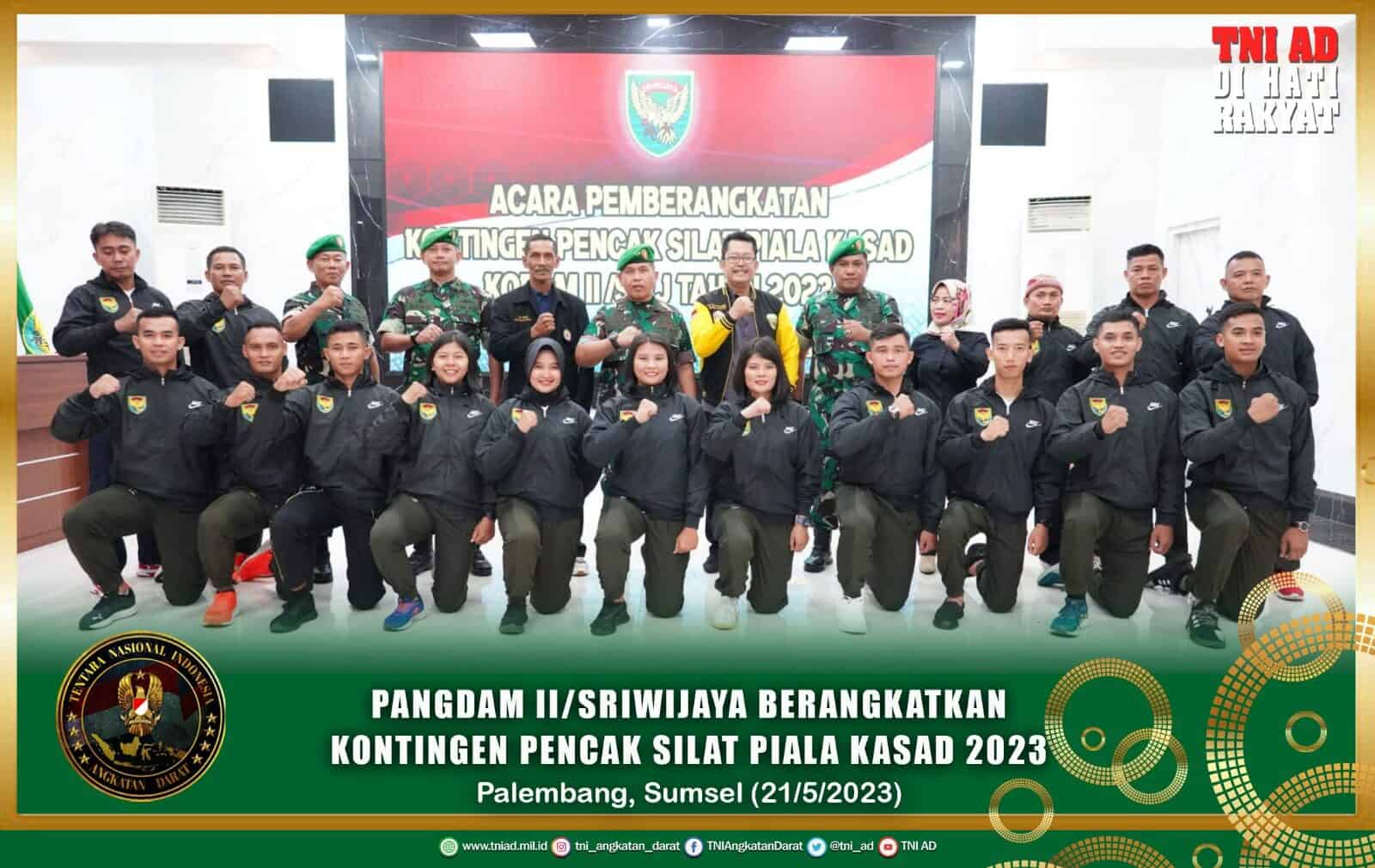 Pangdam II/Sriwijaya Berangkatkan Kontingen Pencak Silat Piala Kasad 2023