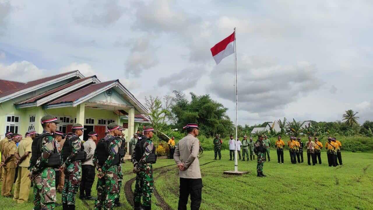Bangkitkan Semangat Nasionalisme, Prajurit Satgas Yonif 511/DY Gelar Upacara Harkitnas Di Perbatasan Papua