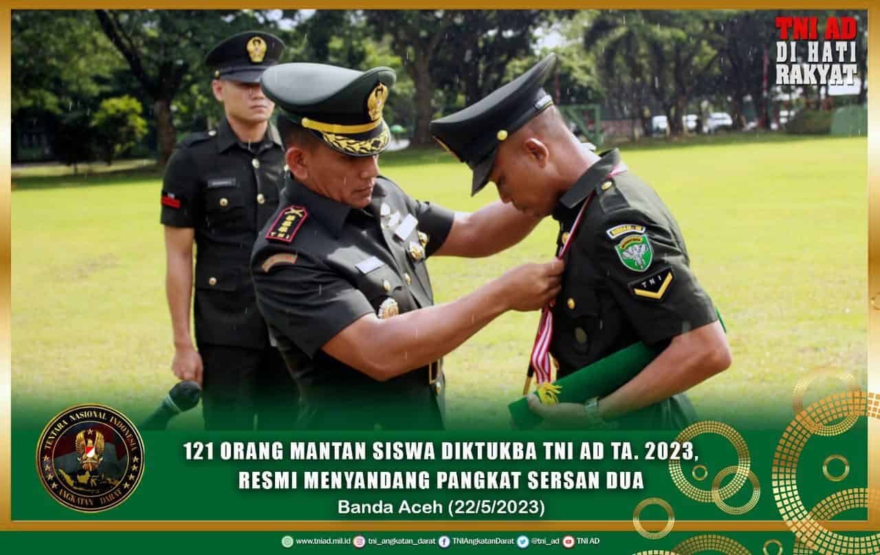 121 Orang Mantan Siswa Diktukba TNI AD TA 2023, Resmi Menyandang Pangkat Sersan Dua