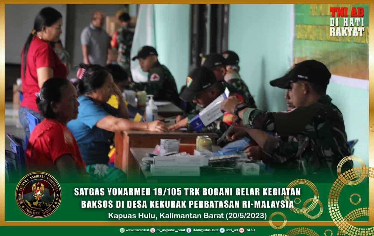 Satgas Yonarmed 19/105 Trk Bogani Gelar Kegiatan Baksos Di Desa Kekurak Perbatasan RI-Malaysia