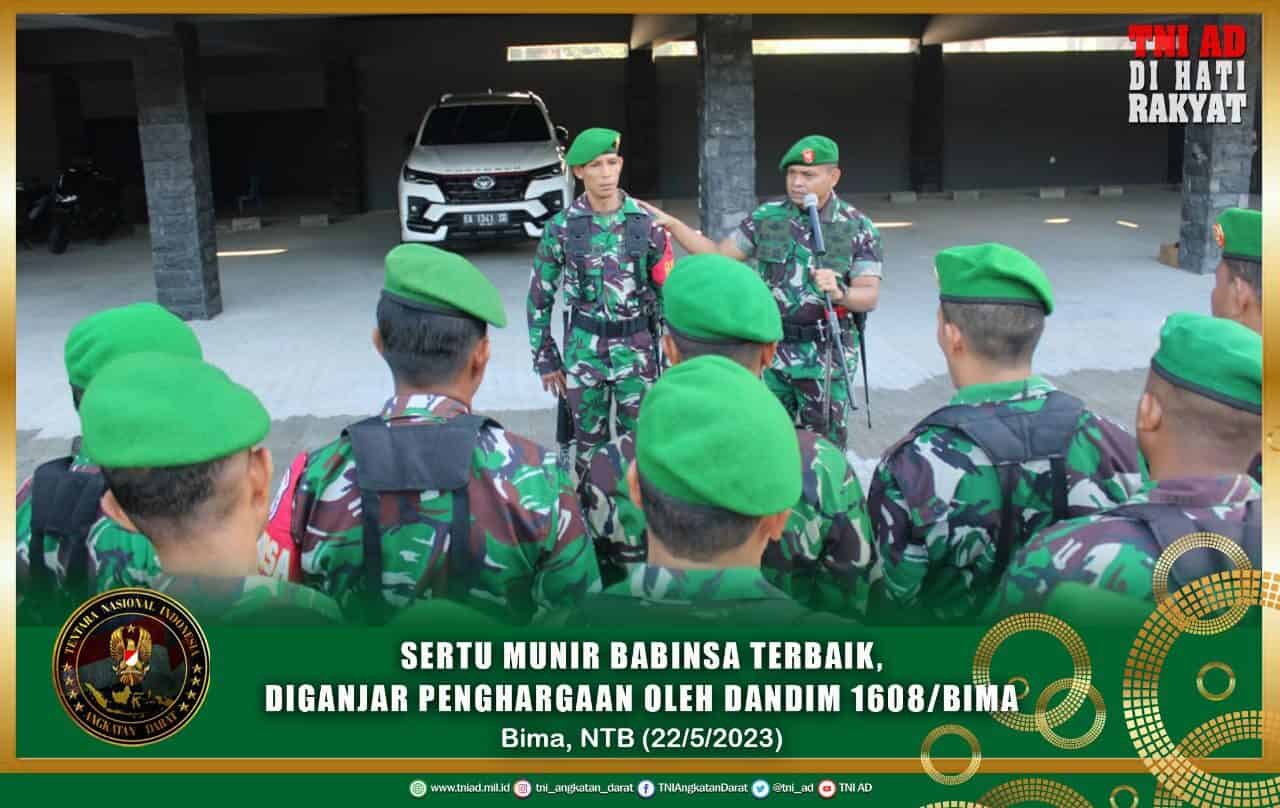 Sertu Munir Babinsa Terbaik, Diganjar Pengahargaan oleh Dandim 1608/Bima