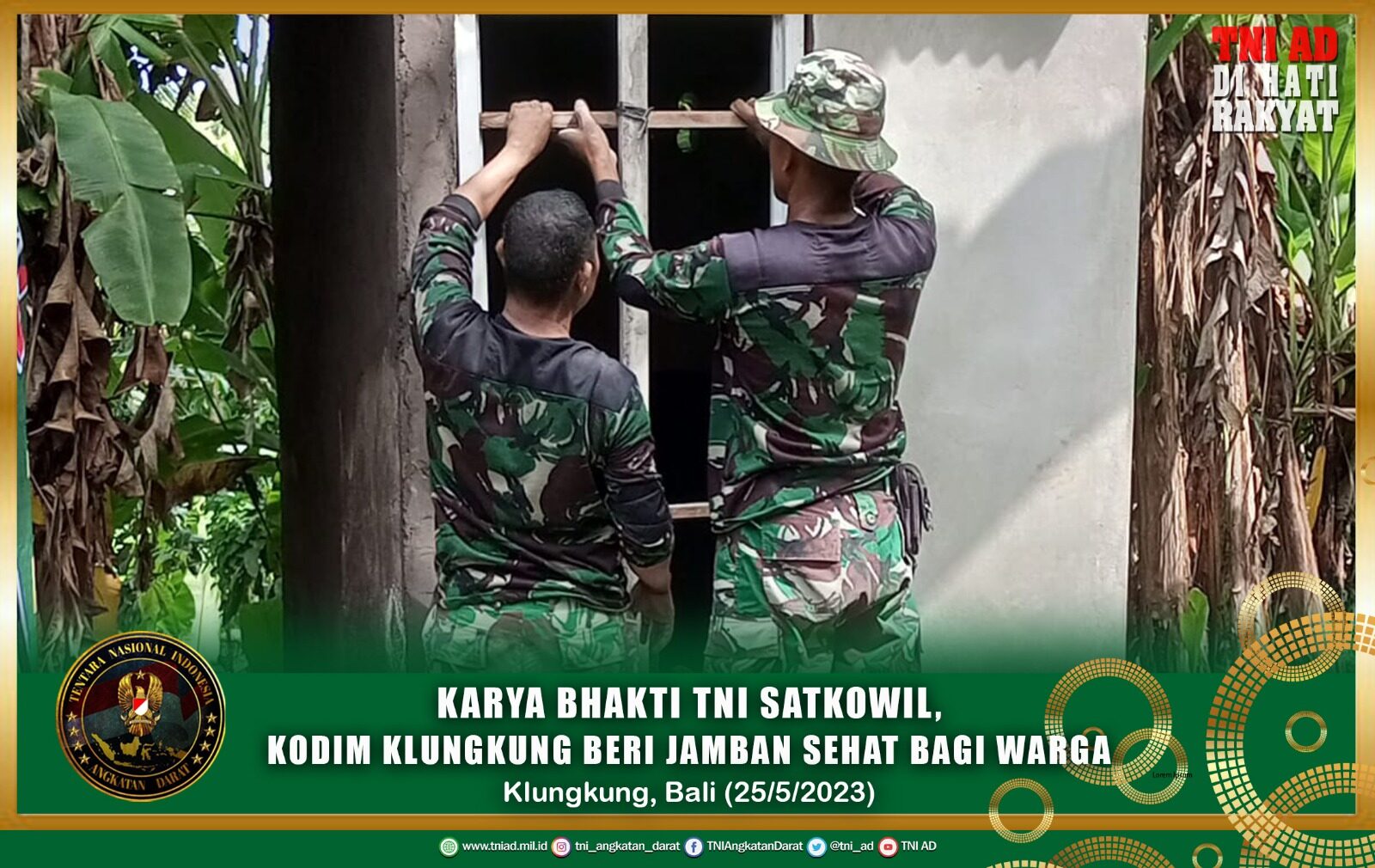Karya Bhakti TNI Satkowil, Kodim Klungkung Beri Jamban Sehat Bagi Warga