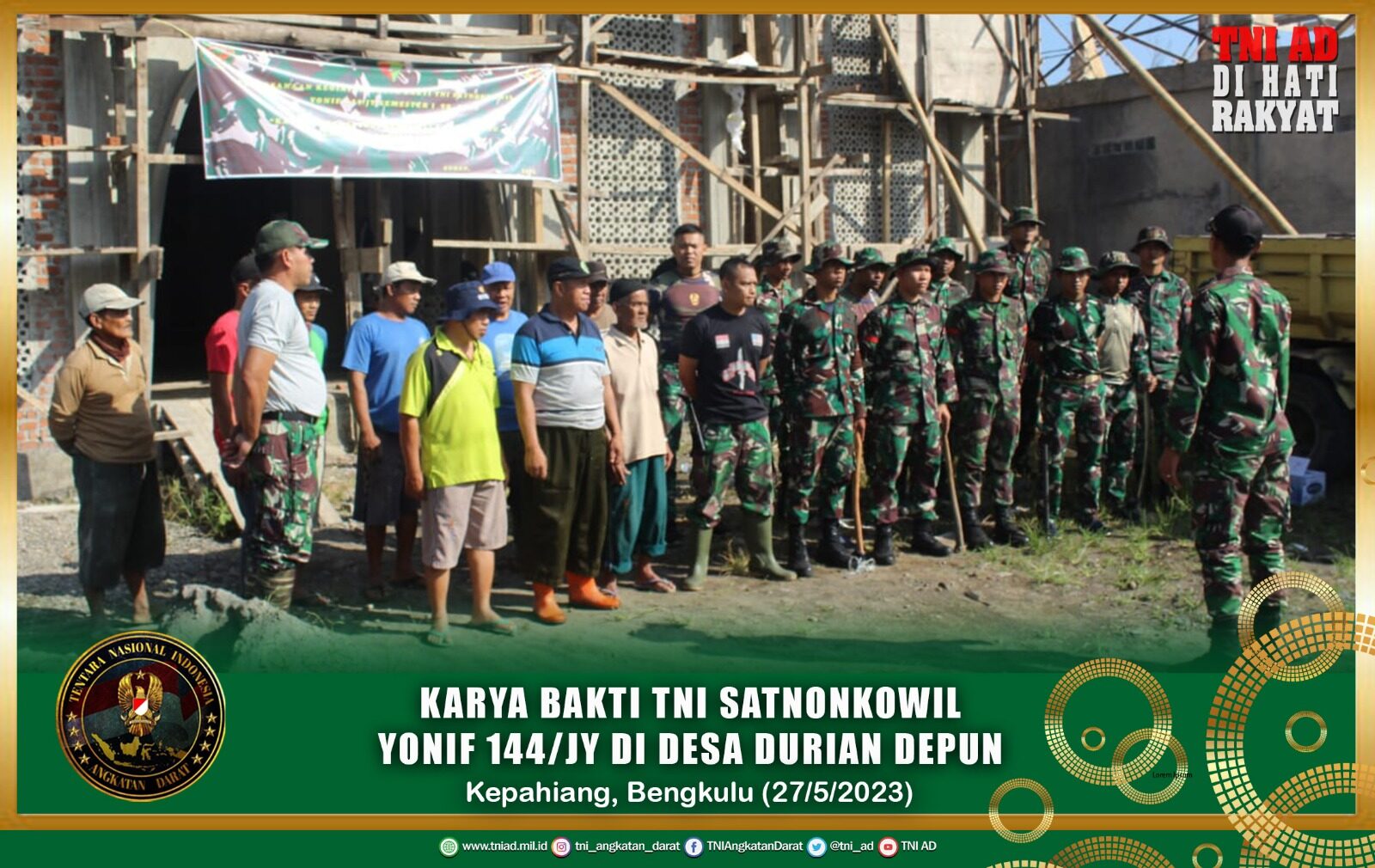 Karya Bakti TNI Satnonkowil Yonif 144/JY di Desa Durian Depun