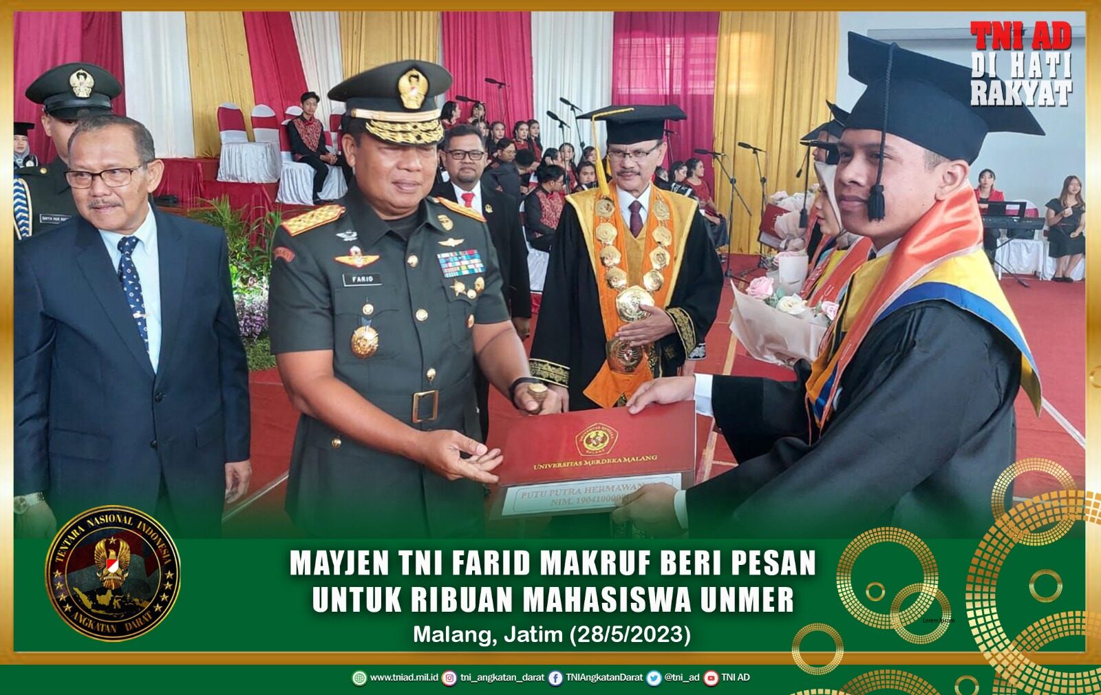 Mayjen TNI Farid Makruf Beri Pesan Untuk Ribuan Mahasiswa UNMER