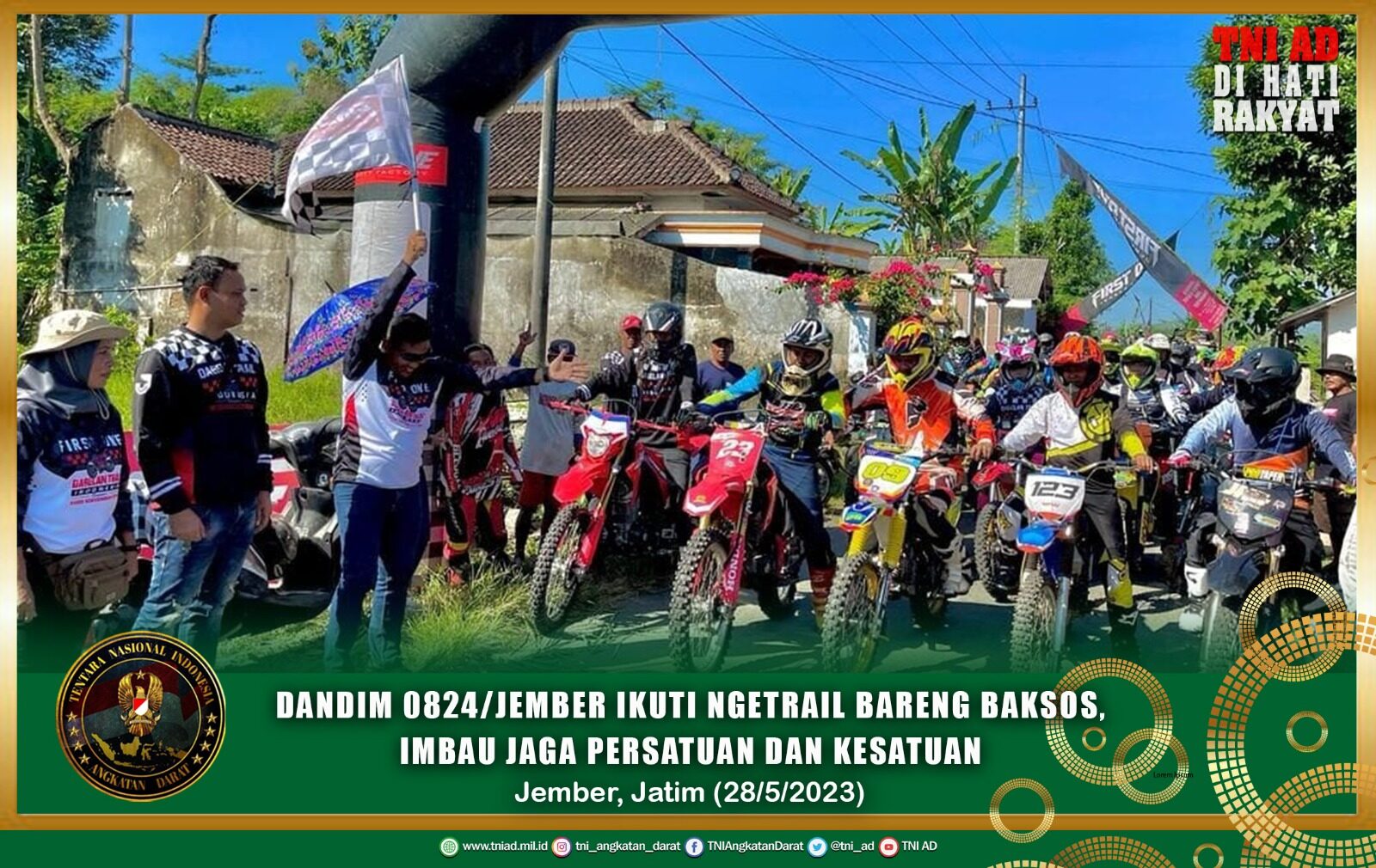 Dandim 0824/Jember Ikuti Ngetrail Bareng Baksos, Imbau Jaga Persatuan dan Kesatuan