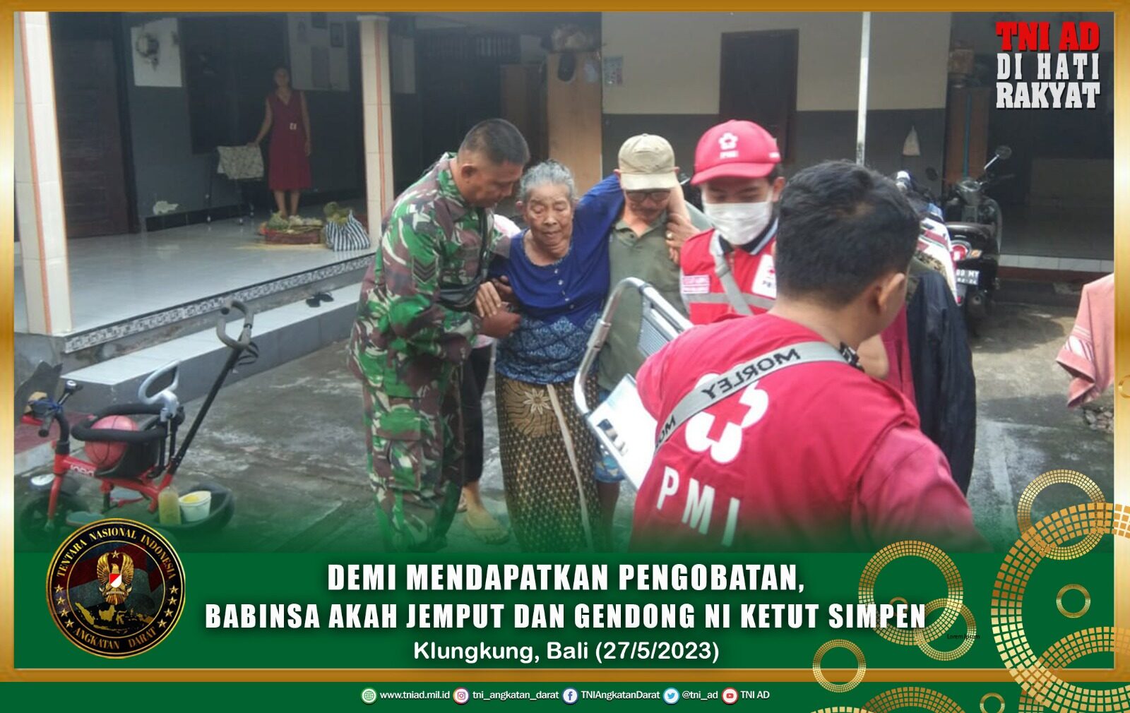 Demi Mendapatkan Pengobatan, Babinsa Akah Jemput dan Gendong Ni Ketut Simpen