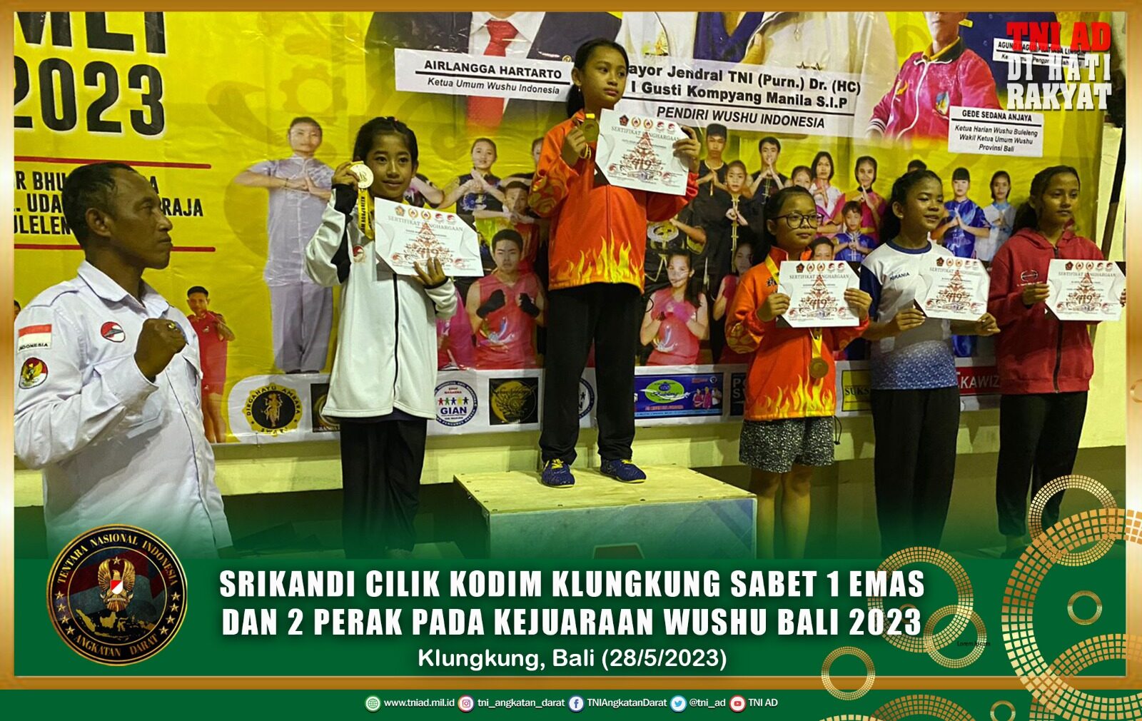 Srikandi Cilik Kodim Klungkung Sabet 1 Emas Dan 2 Perak Pada Kejuaraan Wushu Bali 2023
