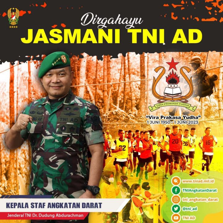 Dirgahayu Jasmani TNI AD "Vira Prakasa Yudha" Tanggal 1 Juni 1950 - 1 Juni 2023