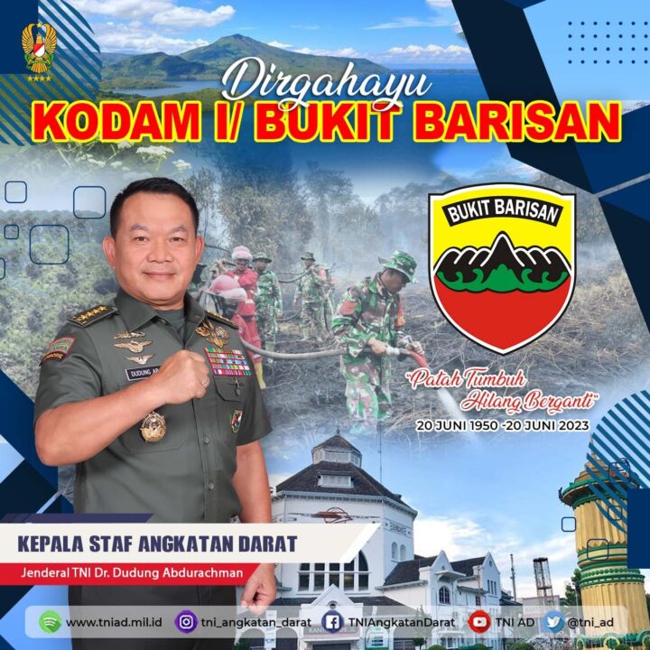 Dirgahayu Kodam I/Bukit Barisan "Patah Tumbuh Hilang Berganti" 20 Juni 1950 - 20 Juni 2023
