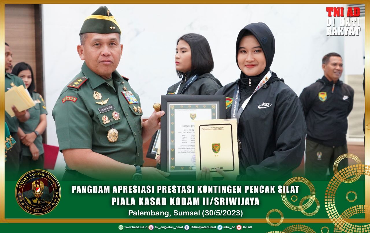 Pangdam Apresiasi Prestasi Kontingen Pencak Silat Piala Kasad Kodam II/Sriwijaya