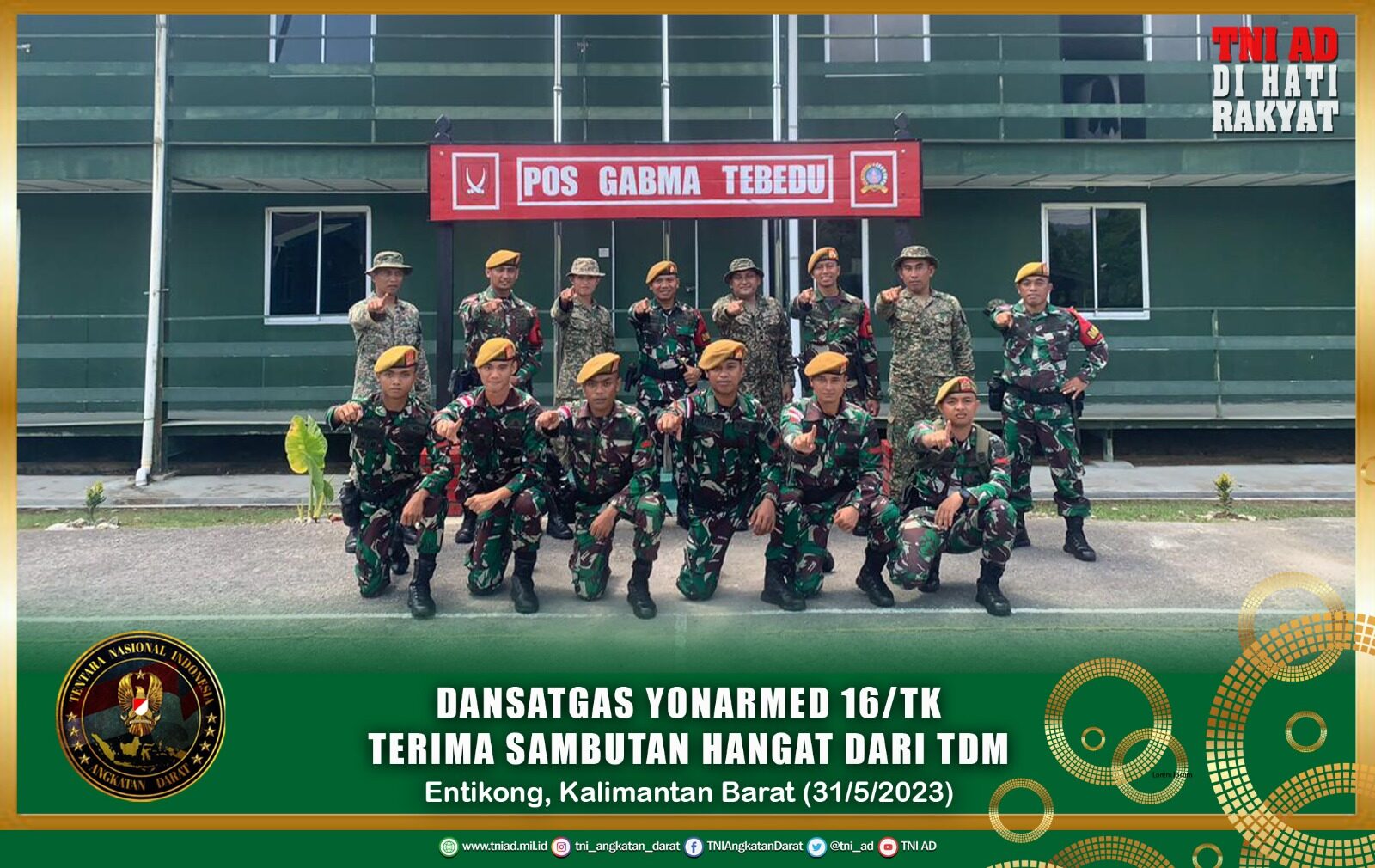 Kunjungan di Pos Gabma Tebedu, Dansatgas Yonarmed 16/TK Terima Sambutan Hangat dari TDM