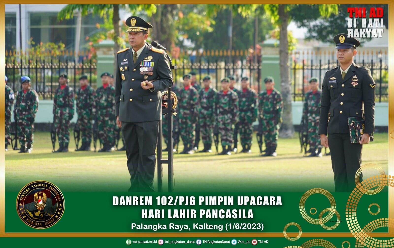 Danrem 102/Pjg Pimpin Upacara Hari lahir Pancasila