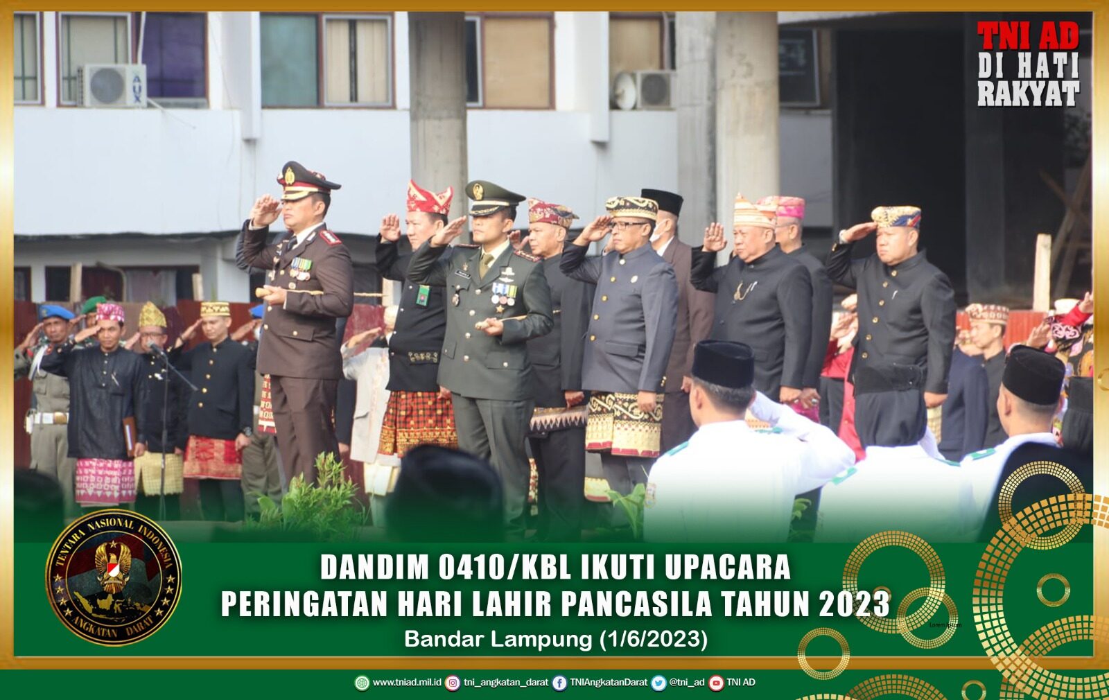 Dandim 0410/KBL Ikuti Upacara Peringatan Hari Lahir Pancasila Tahun 2023