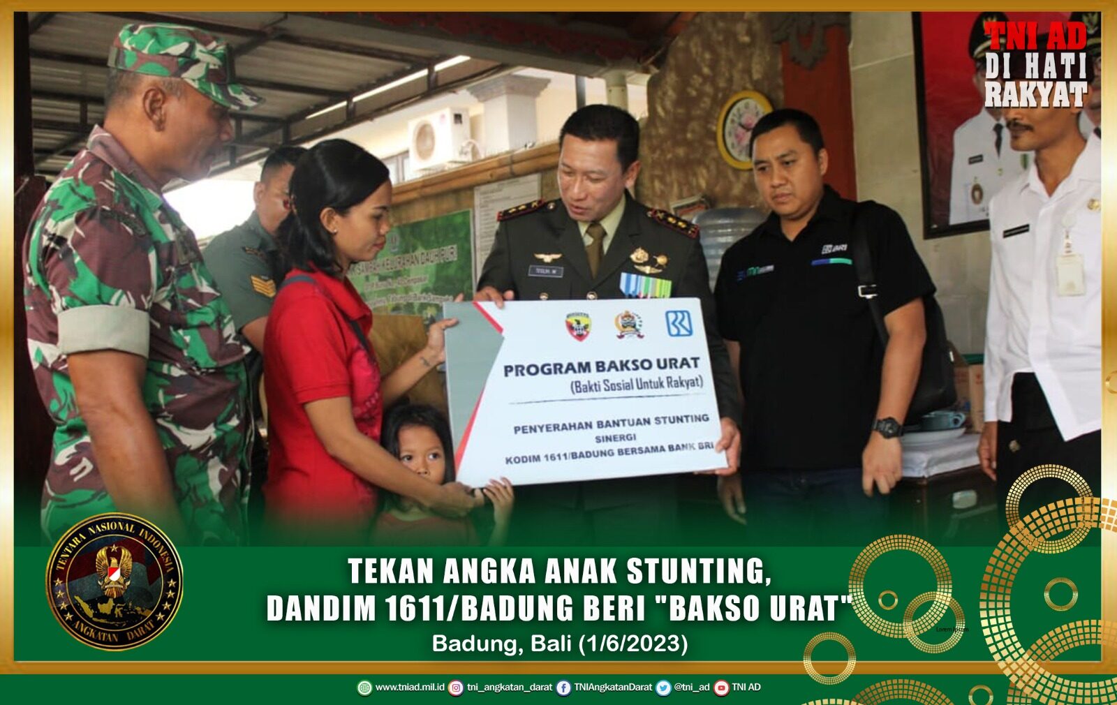 Tekan Angka Anak Stunting, Dandim 1611/Badung Beri "BAKSO URAT"