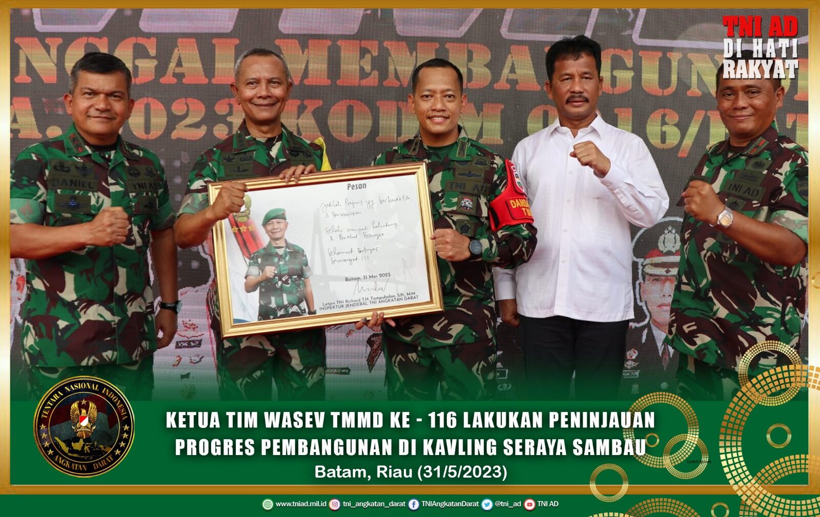 Ketua Tim Wasev TMMD Ke - 116 Lakukan Peninjauan Progres Pembangunan di Kavling Seraya Sambau