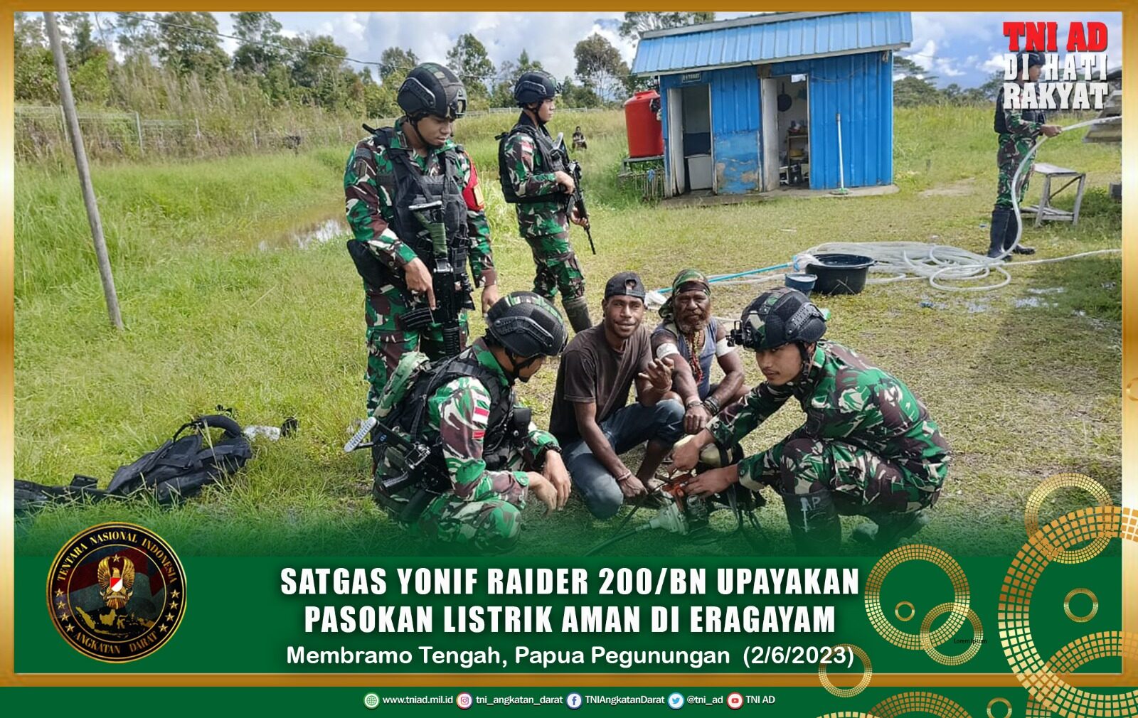 Satgas Yonif Raider 200/BN Upayakan Pasokan Listrik Aman Di Eragayam